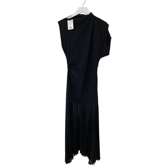 Zara Limited Edition Ruched Pleated Black Dress - Picture 8 of 11